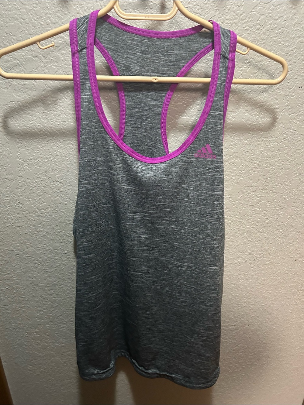 adidas Gray Racerback Tank with Pink Trim